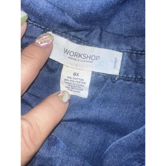 Workshop Women's Shirt Dress Blue Denim Chambray Long Sleeve Pocket Plus Sz 0X - Picture 10 of 10